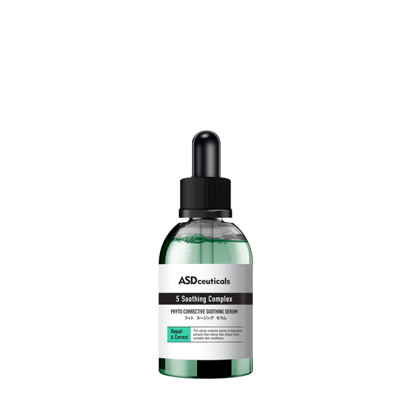 ASDceuticals Phyto Corrective Soothing Serum in a dropper bottle, front view on a white background