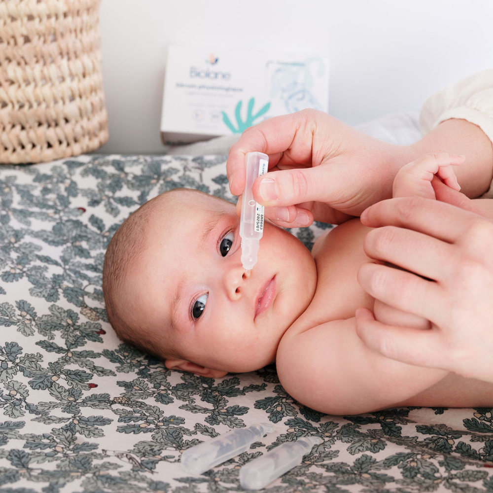 How do I safely clear eyes and a dry nose?