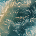 Adopt Oh Mon Capitaine fragrance, top view showing the texture of the blue and gold liquid, resembling ocean waves