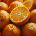 Adopt Osmanthus Eternel, a close-up detail of a halved orange showing its juicy texture and vibrant color