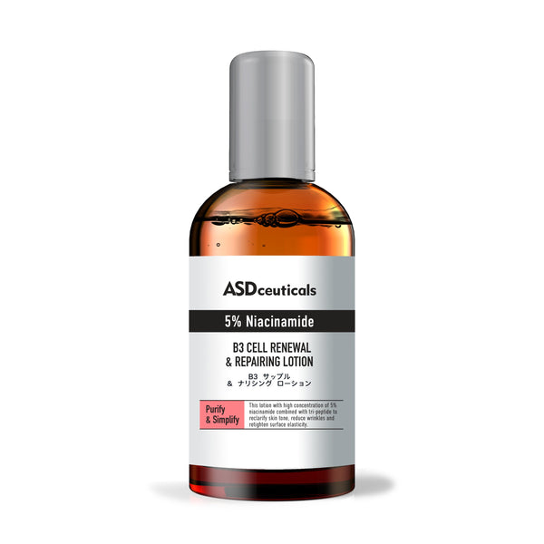 ASDceuticals B3 Cell Renewal & Repairing Lotion with 5% Niacinamide, shown in a front view on a white background