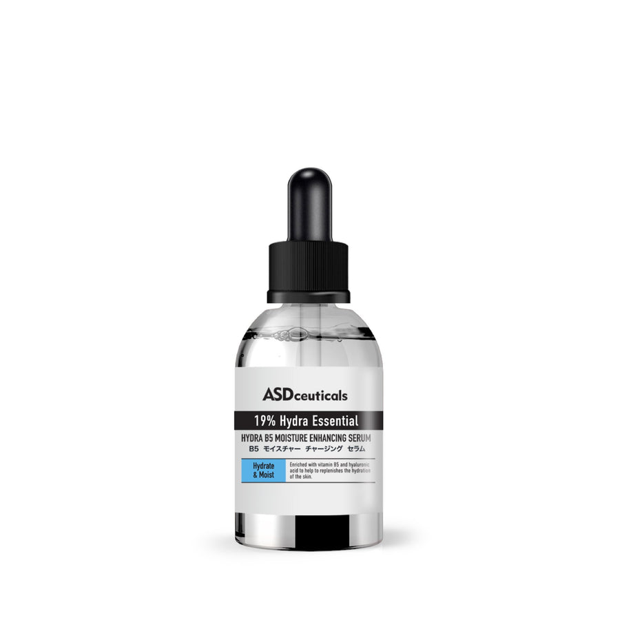 ASDceuticals Hydra B5 Moisture Enhancing Serum in a clear dropper bottle on a white background