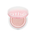 athé Lighting Tone Up Sun Cushion SPF50+PA++++ Rose Petal, an open compact with a pink cushion on a white background