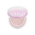 athé Lighting Tone Up Sun Cushion SPF50+PA++++ Misty Purple, open with product visible on a white background
