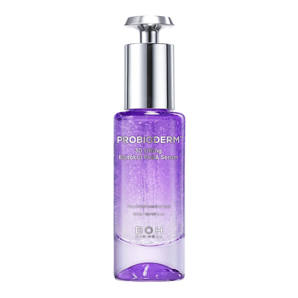 Bioheal BOH PROBIODERM 3D Lifting Biotoksil PLGA Serum 30ml in a purple bottle with a silver pump on a white background