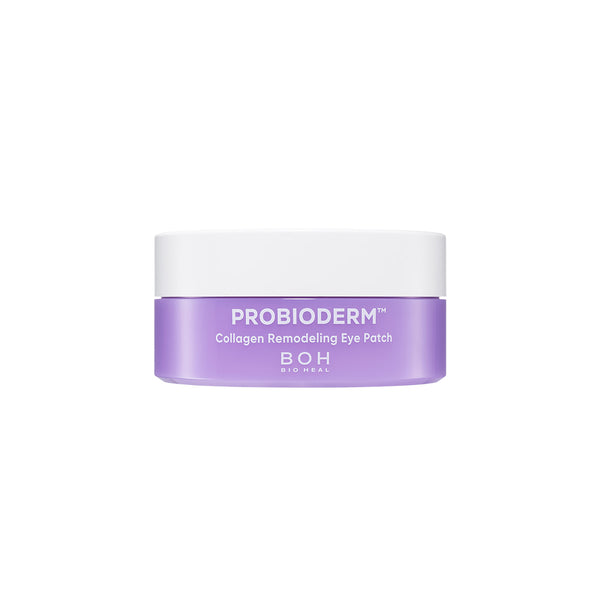 Bioheal BOH PROBIODERM Collagen Remodeling Eye Patch in a purple jar with a white lid on a white background