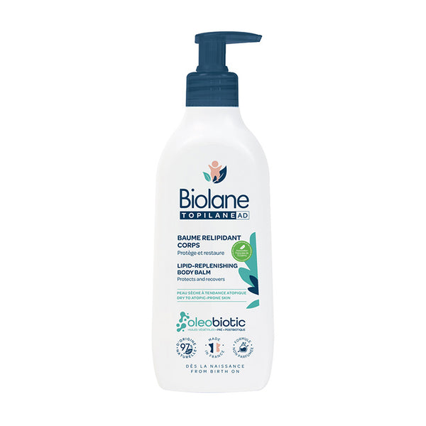 Biolane TOPILANE AD Lipid Replenishing Body Balm 350ml with pump dispenser on a white background
