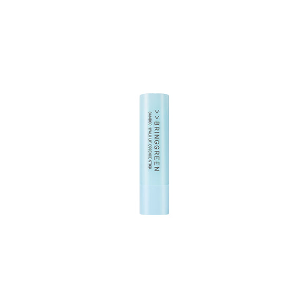 Bring Green BAMBOO HYALU Lip Essence Stick in a light blue tube, standing upright on a white background