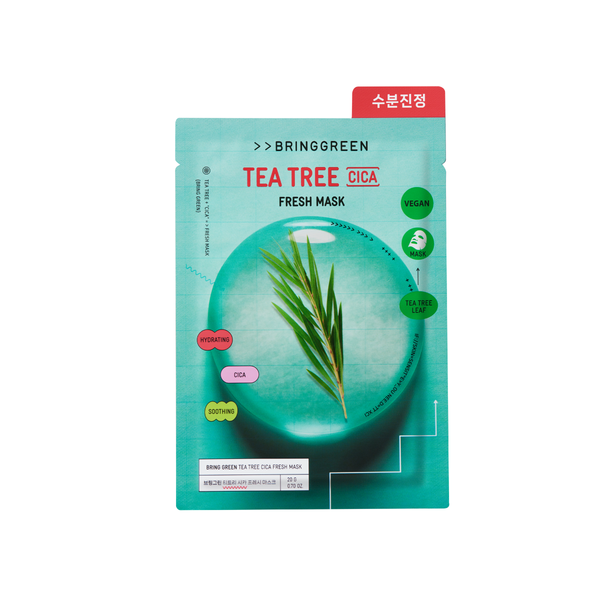 BringGreen Tea Tree Cica Fresh Mask front view on a white background, highlighting its hydrating and soothing properties
