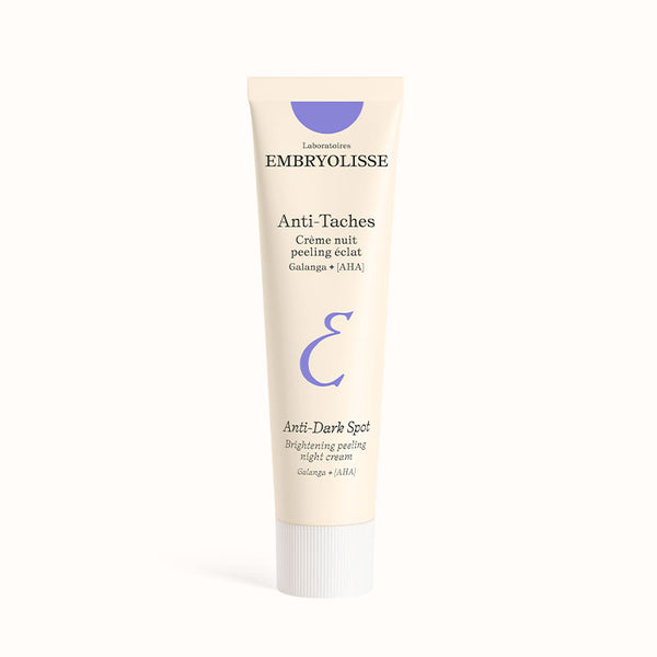 Embryolisse Brightening Peeling Night Cream in a tube, front view on a white background,