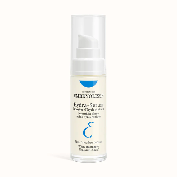 Embryolisse Hydra-Serum moisturizing booster with white nymphaea and hyaluronic acid on a white background