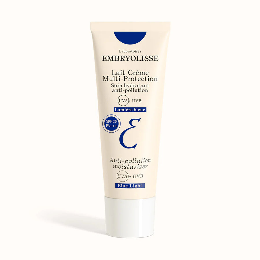 Embryolisse Lait-Crème Multi-Protection moisturizer with SPF 20 and blue light protection, front view on a white background