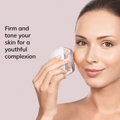GESKE Anti-Aging Skin Tightener | 6 in 1 (Starlight) used on a woman's cheek for a youthful complexion