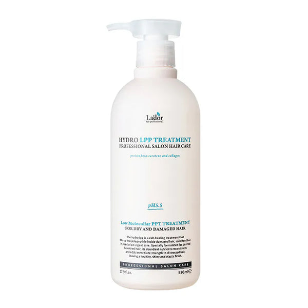 Lador Hydro LPP Treatment professional salon hair care bottle with pump dispenser on a white background
