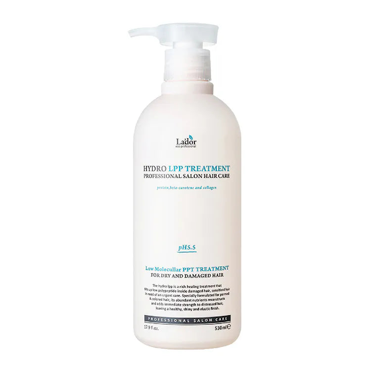 Lador Hydro LPP Treatment professional salon hair care bottle with pump dispenser on a white background