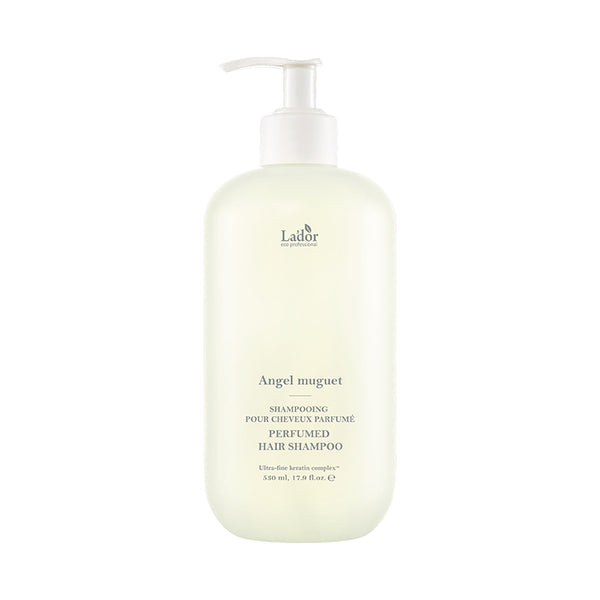 Lador Perfumed Hair Shampoo (Angel Muguet) 530ml with a pump dispenser on a white background