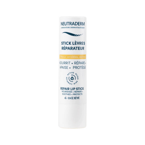 Neutraderm Repairing Lip Care stick, front view on a white background, highlighting its nourishing and protective properties