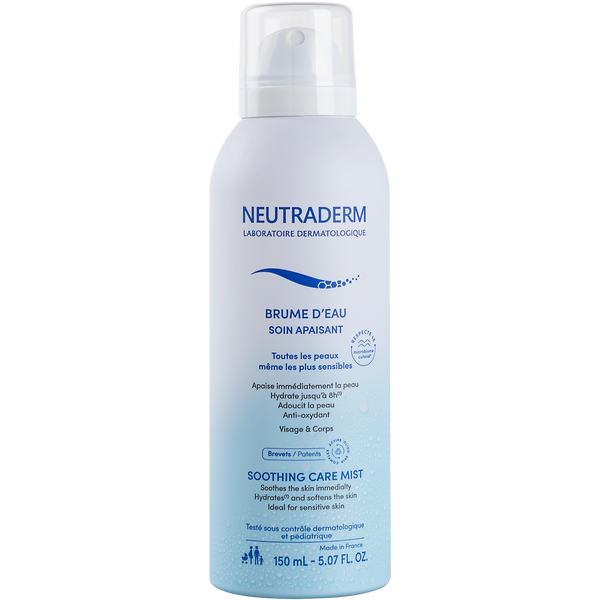 Neutraderm Soothing Care Mist for face and body, 150ml bottle, front view on a white background
