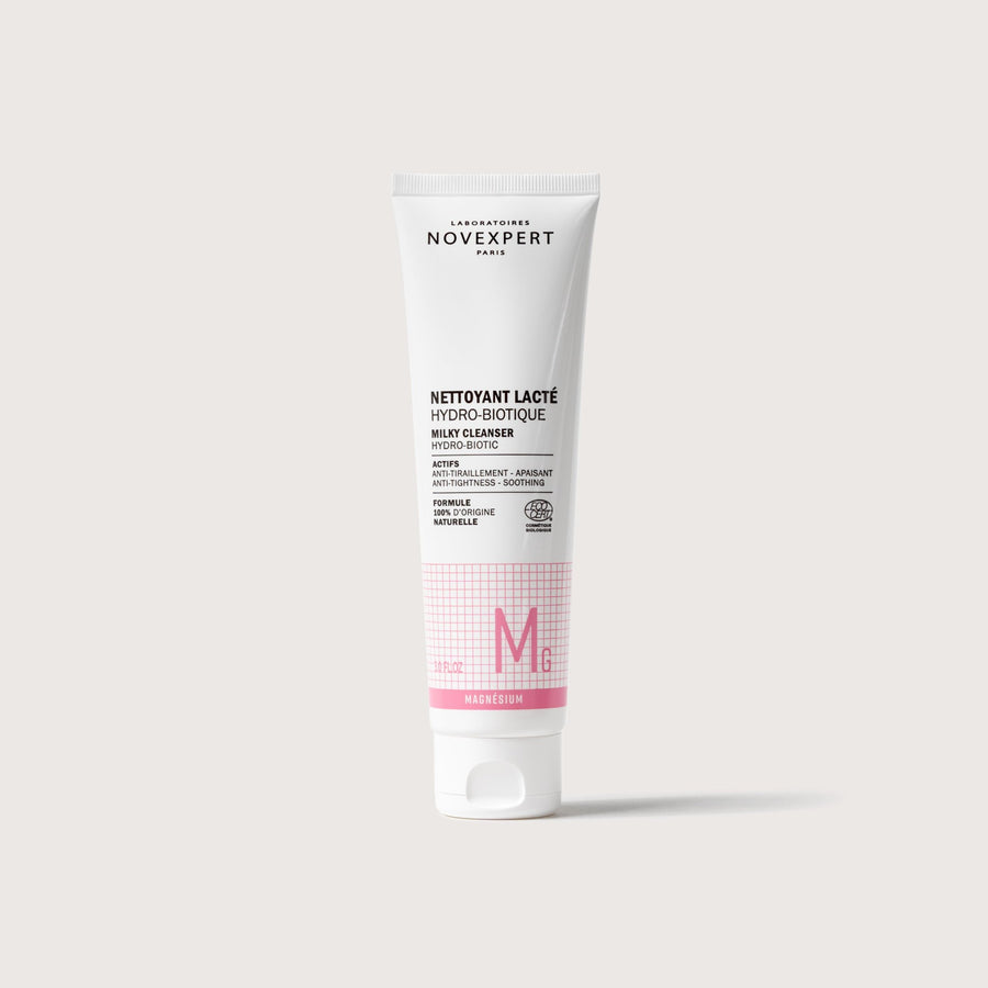 Novexpert Milky Cleanser Hydrobiotic front view on a white background, highlighting its soothing properties
