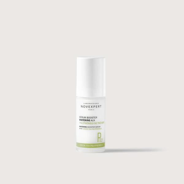 Novexpert Whitening Booster Serum with Green Tea Polyphenols, front view of the product on a white background