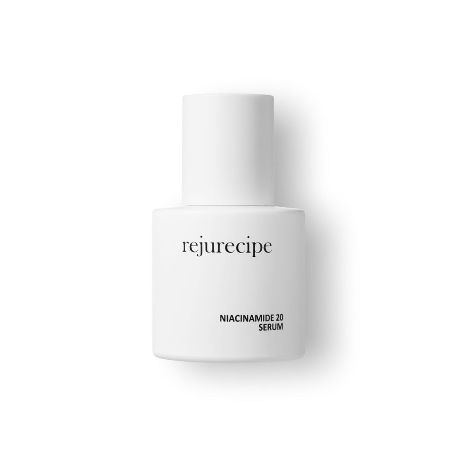 Pestlo Rejurecipe Niacinamide 20% Serum in a white bottle with a white cap on a white background
