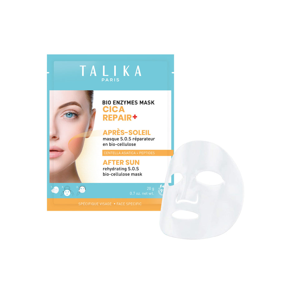 Talika Bio Enzymes Cica Repair Mask After Sun with a face mask shown on a white background