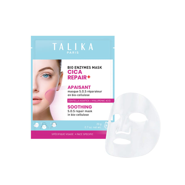Talika Bio Enzymes Cica Repair Mask for soothing skin, shown in its packaging on a white background